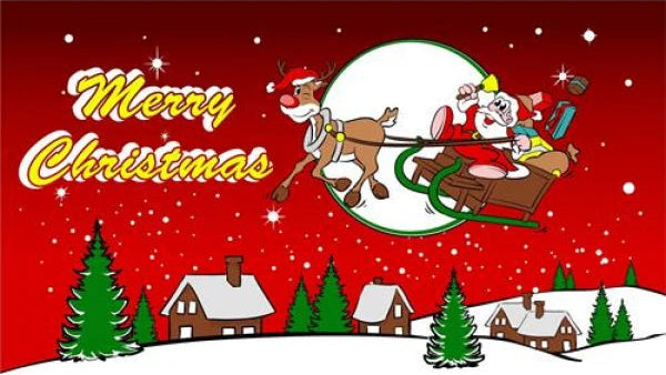 Merry Christmas Novelty Flag - Red Sleigh