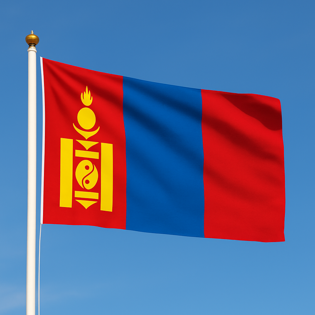 Sewn Mongolia Flag – premium woven polyester, professional quality for long-term external display.
