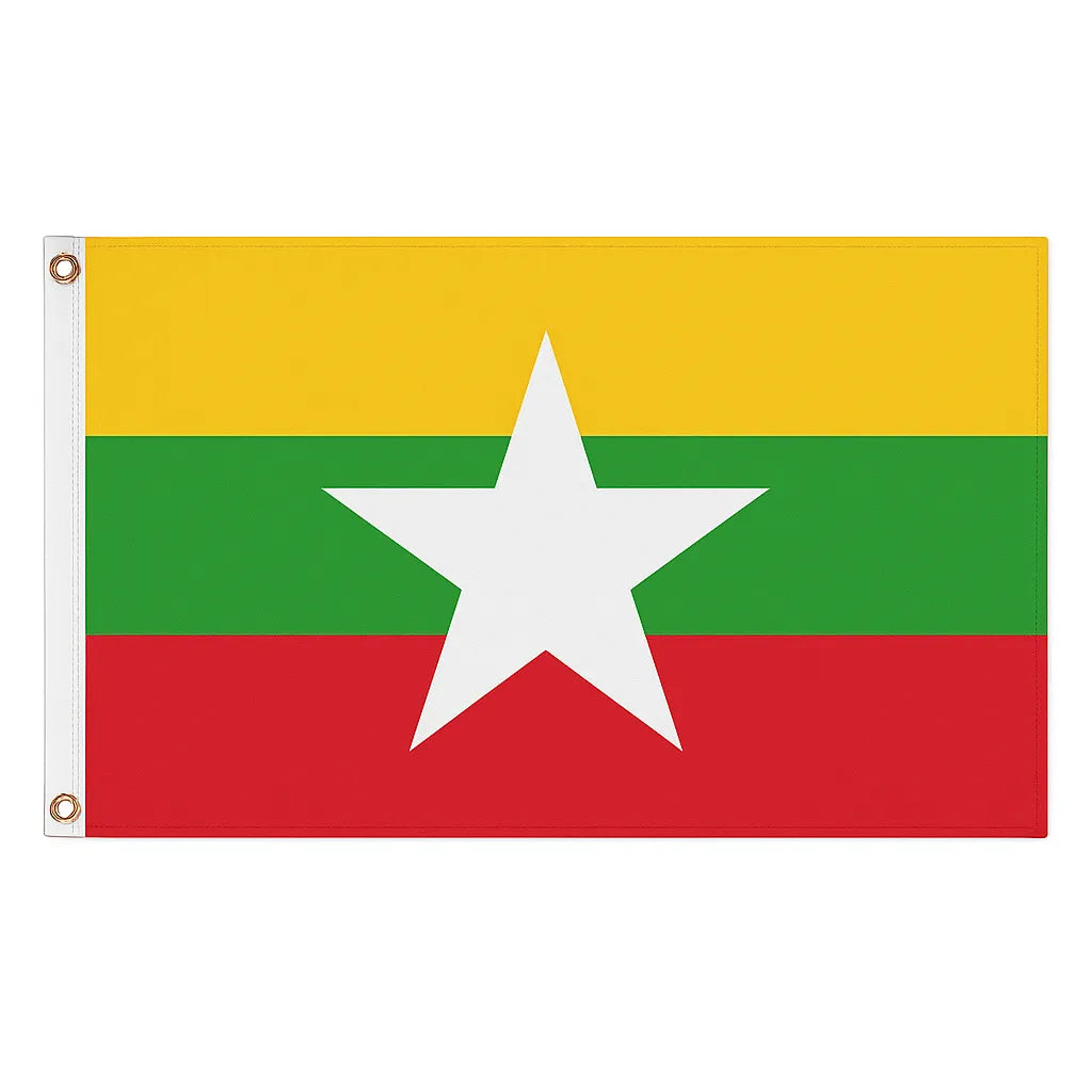 Myanmar novelty flag – national design with brass eyelets, ships from the UK