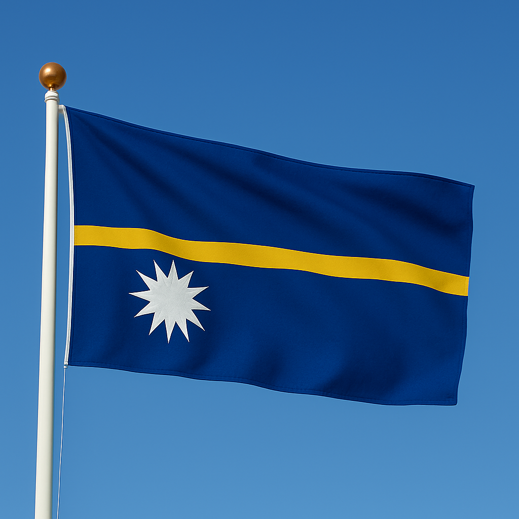 Sewn Nauru Flag – premium woven polyester, professional quality for long-term external display.