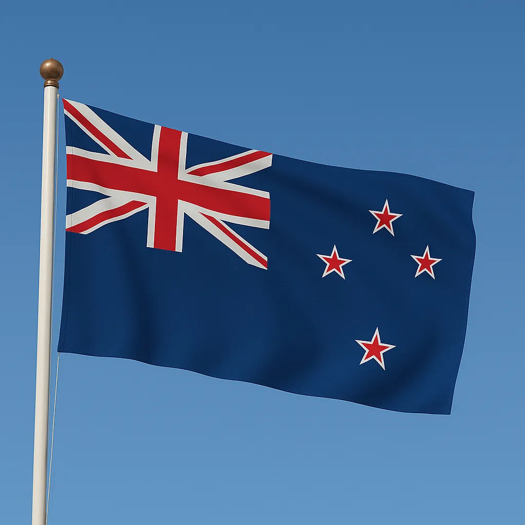 Sewn New Zealand Flag – premium woven polyester, professional quality for long-term external display.
