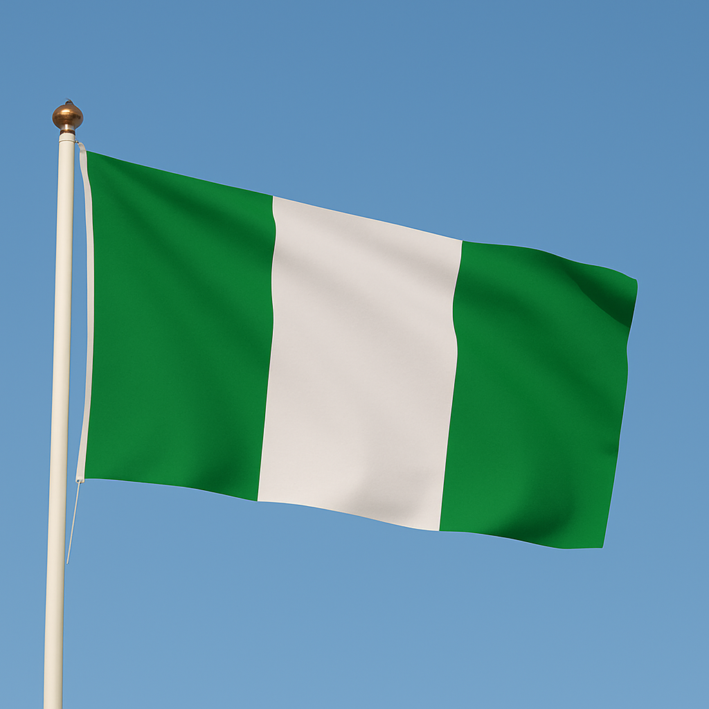 Sewn Nigeria Flag – premium woven polyester, professional quality for long-term external display.