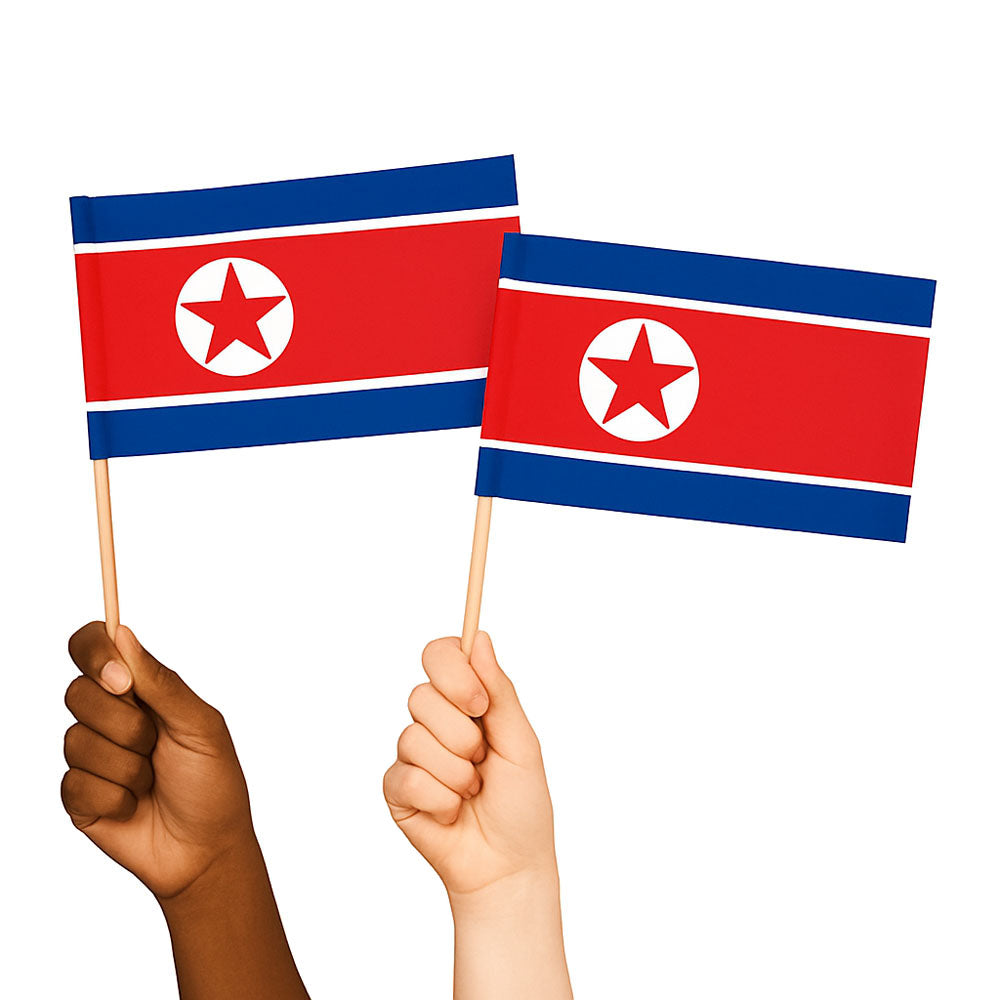 North Korea Handwaving Flags