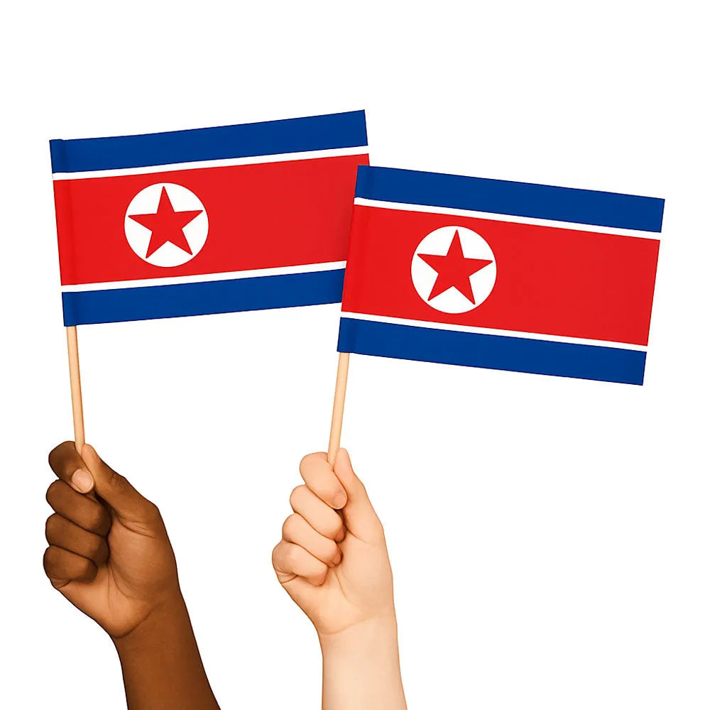 North Korea Handwaving Flags