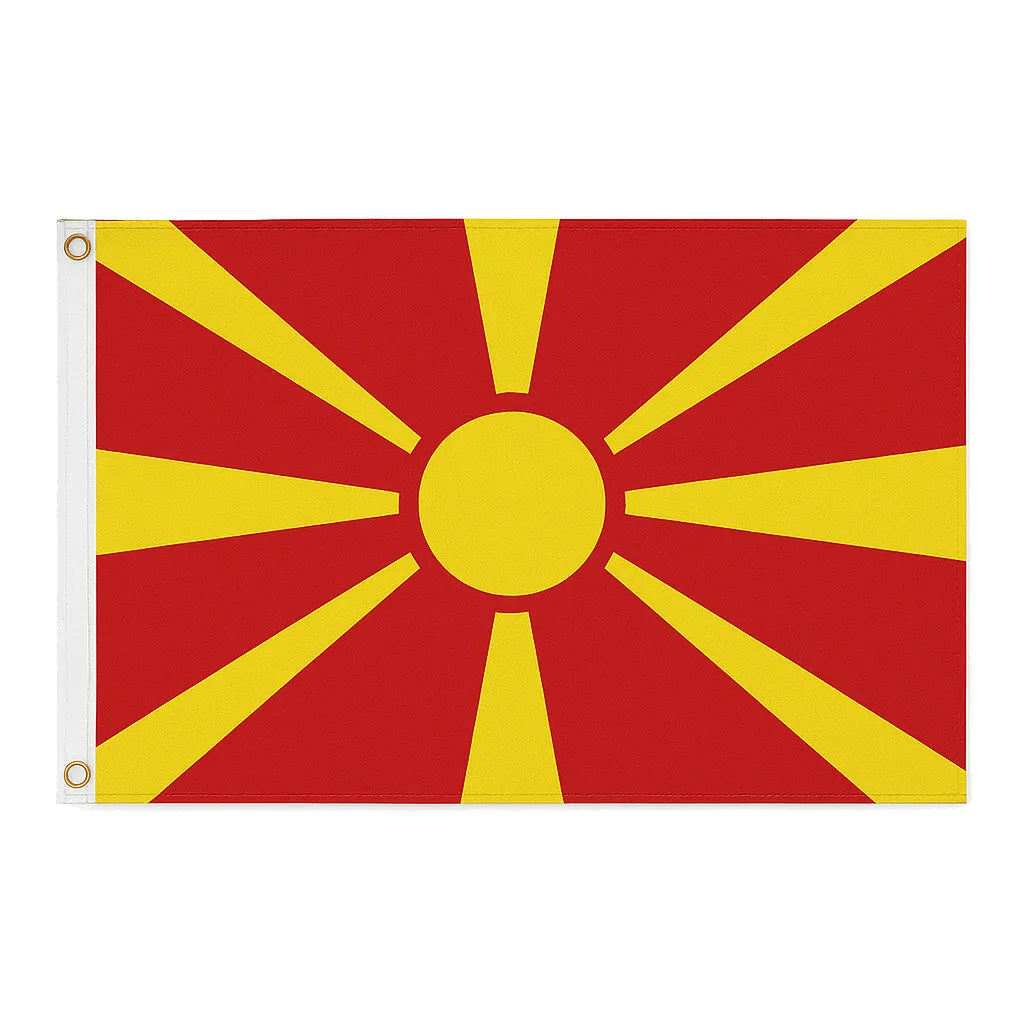North Macedonia novelty flag – national design with brass eyelets, ships from the UK