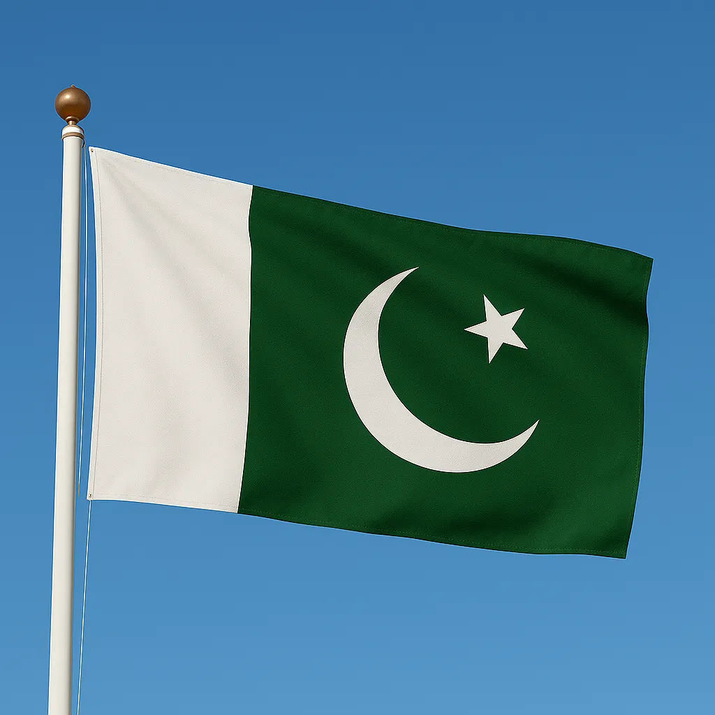 Sewn Pakistan Flag – premium woven polyester, professional quality for long-term external display.