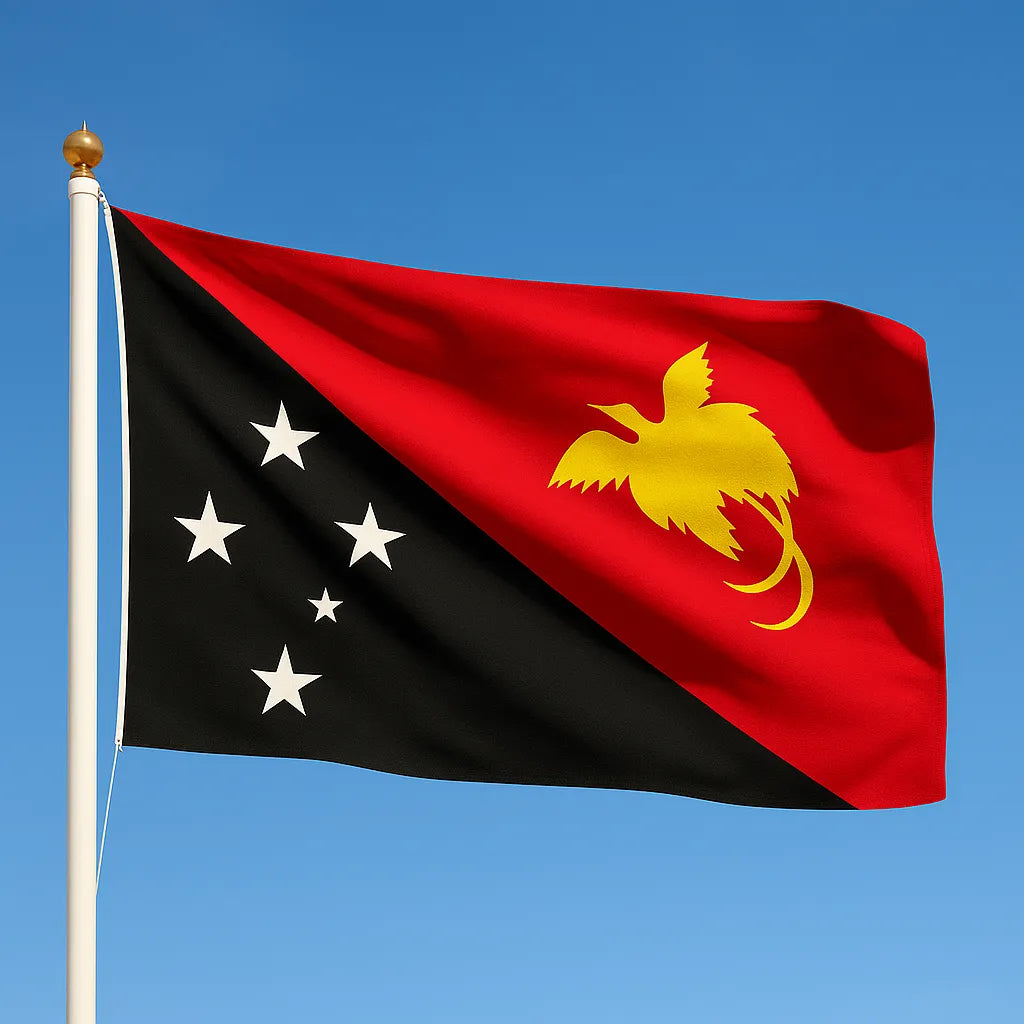 Sewn Papua New Guinea Flag – premium woven polyester, professional quality for long-term external display.