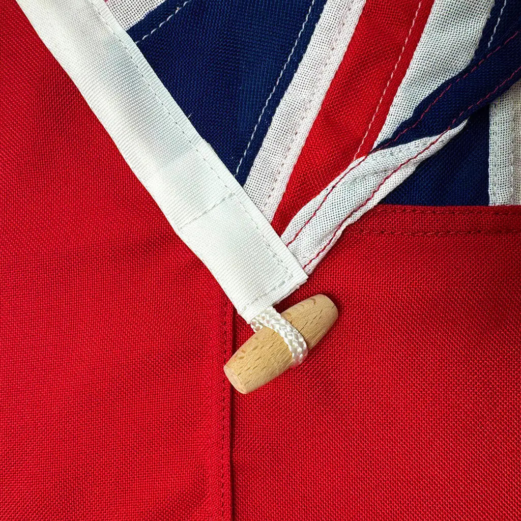 Close up of a sewn red ensign Flag
