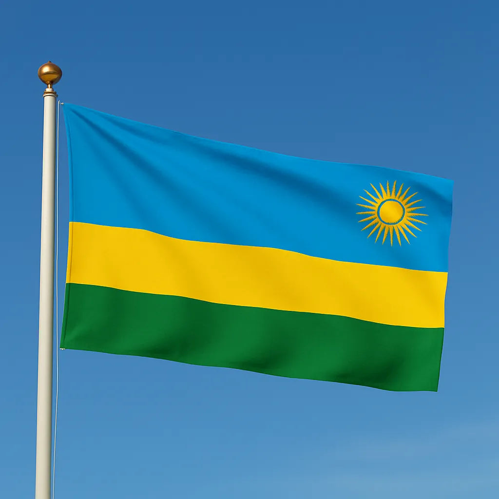 Sewn Rwanda Flag – premium woven polyester, professional quality for long-term external display.