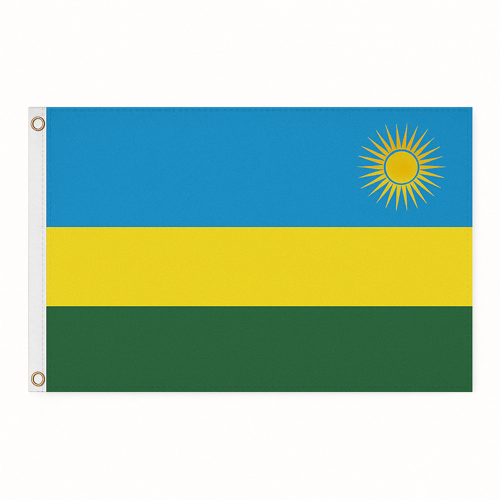 Rwanda novelty flag – national design with brass eyelets, ships from the UK