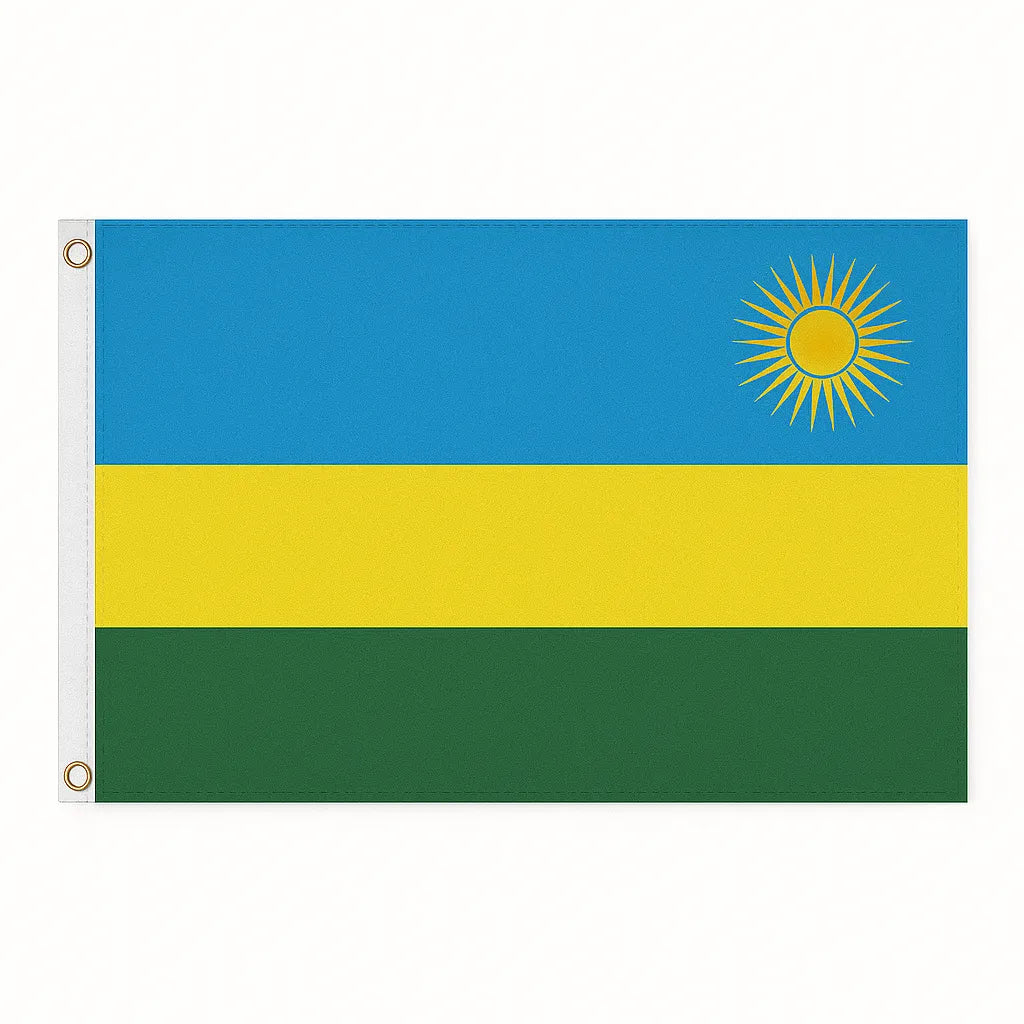 Rwanda novelty flag – national design with brass eyelets, ships from the UK