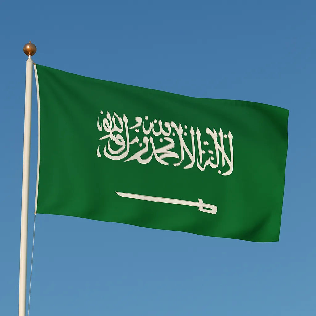 Sewn Saudi Arabia Flag – premium woven polyester, professional quality for long-term external display.