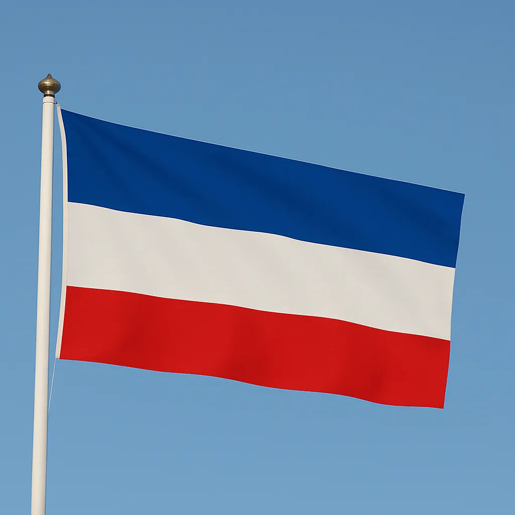 Sewn Serbia and Montenegro Flag – premium woven polyester, professional quality for long-term external display.