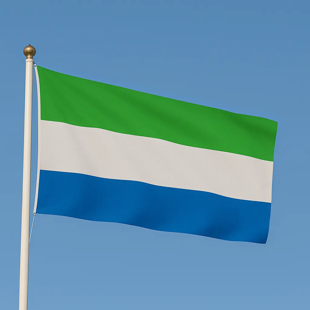 Sewn Sierra Leone Flag – premium woven polyester, professional quality for long-term external display.