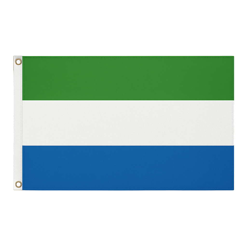 Sierra Leone novelty flag – national design with brass eyelets, ships from the UK