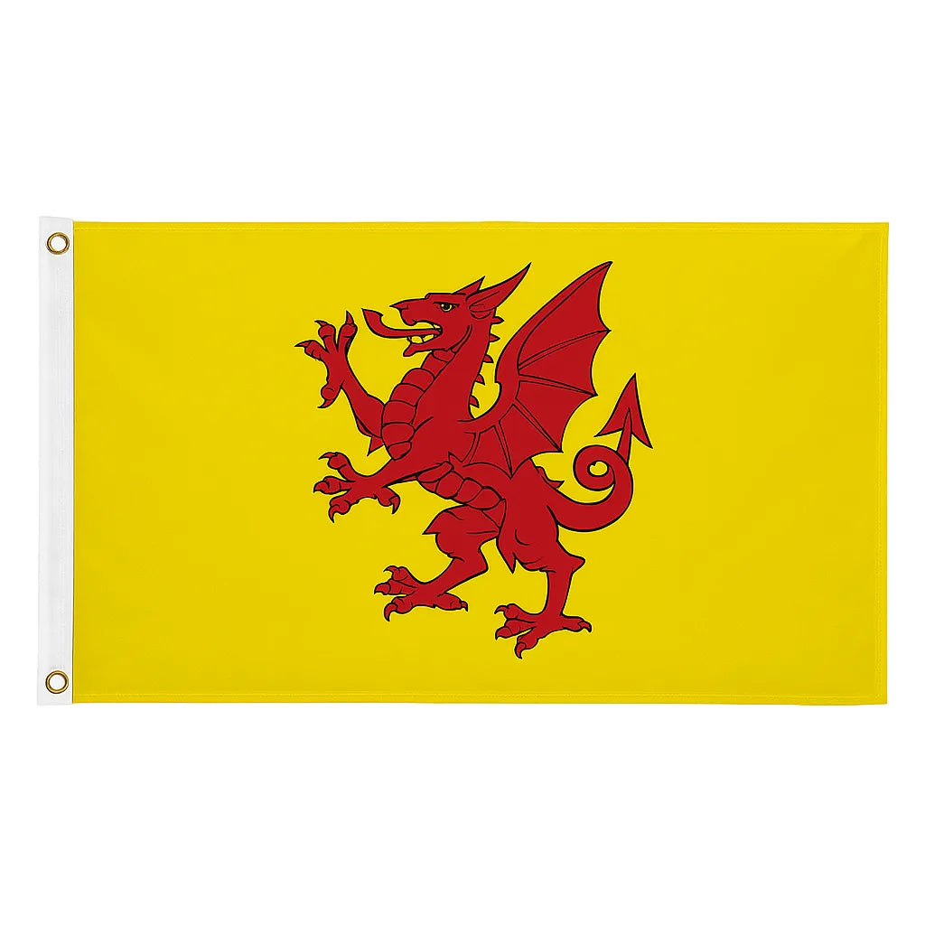 Somerset Flag with a red dragon on a yellow background