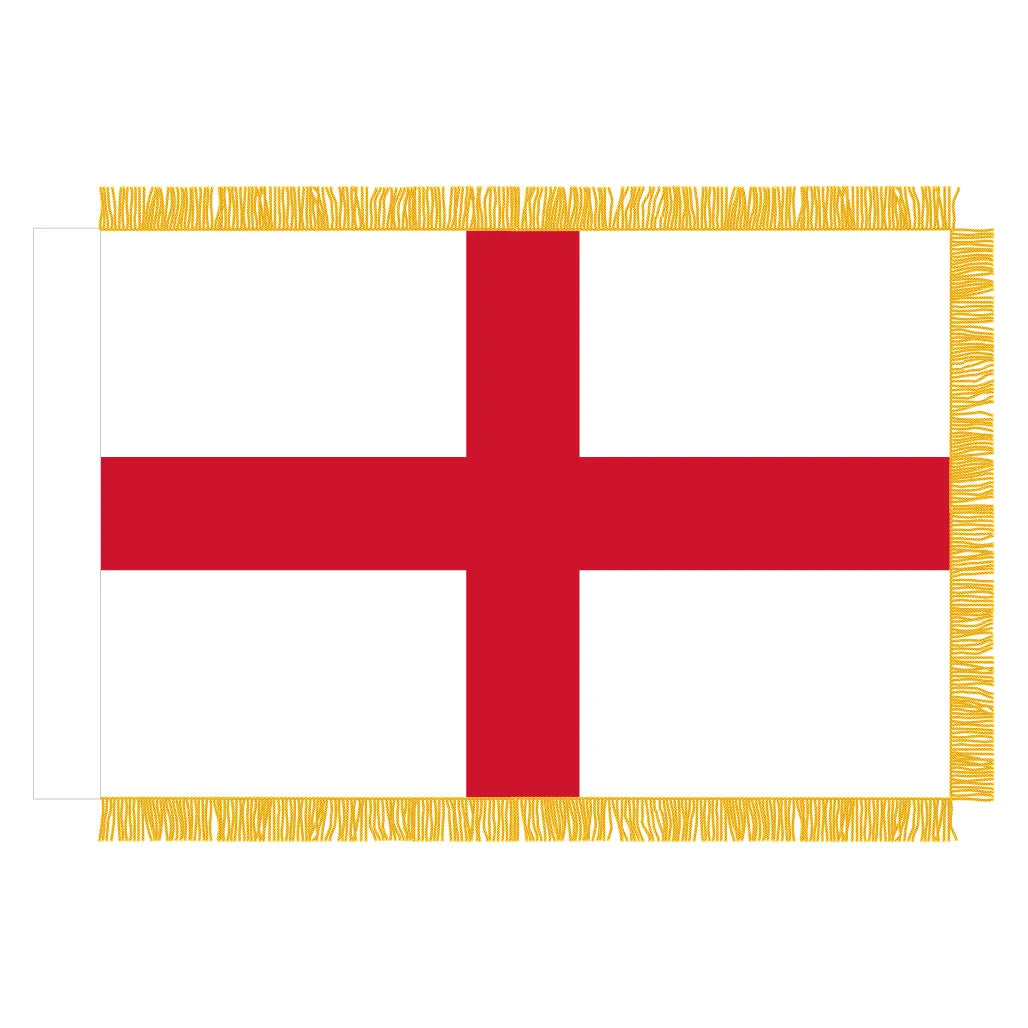 Ceremonial St George’s Cross flag 4ft 6in x 3ft with gold fringe for indoor displays and parades