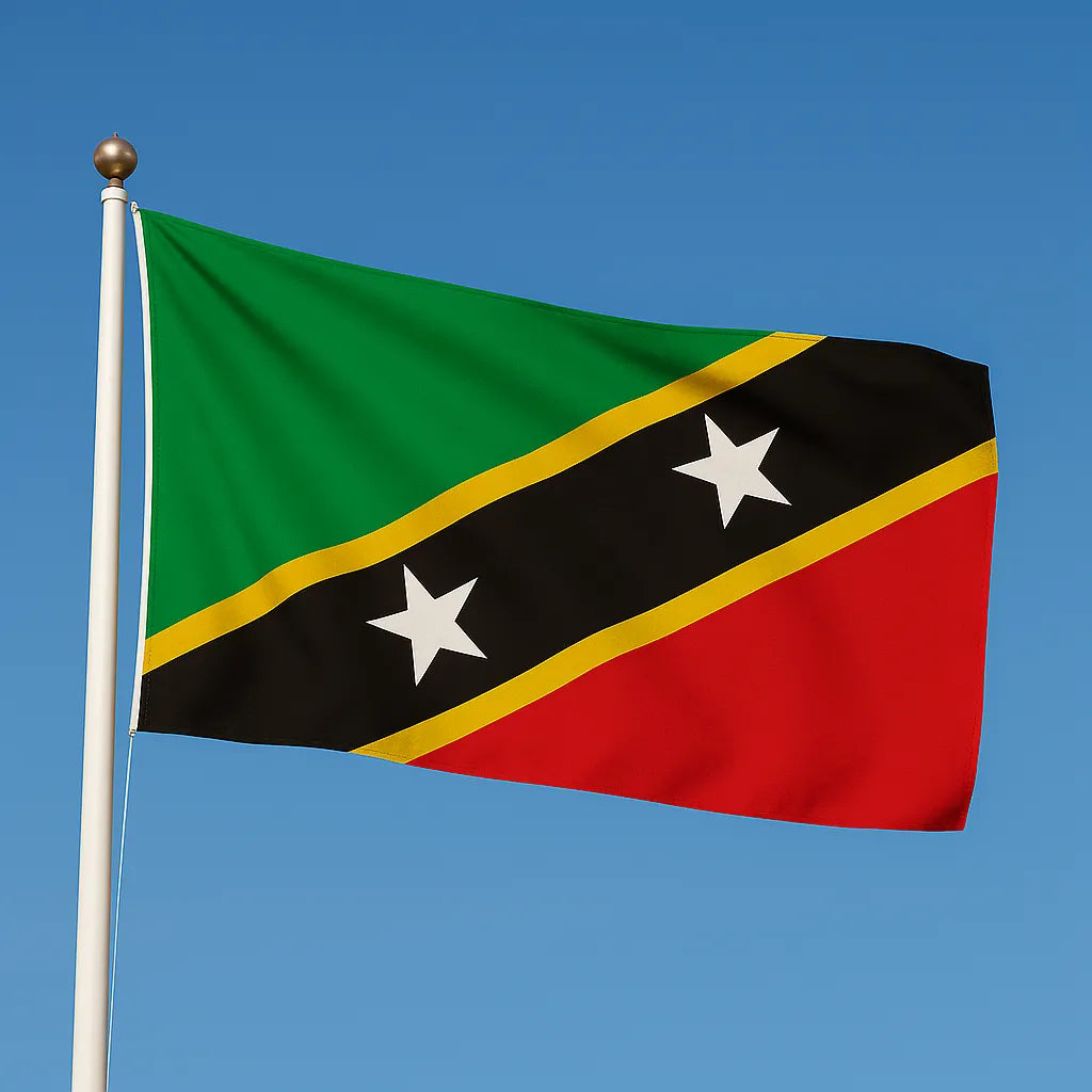 Sewn St. Kitts and Nevis Flag – premium woven polyester, professional quality for long-term external display.