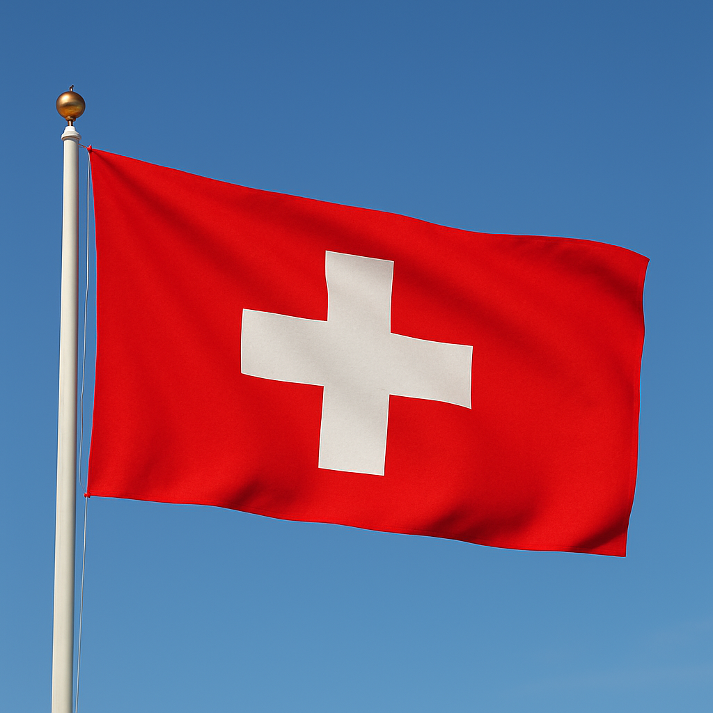 Sewn Switzerland Flag – premium woven polyester, professional quality for long-term external display.
