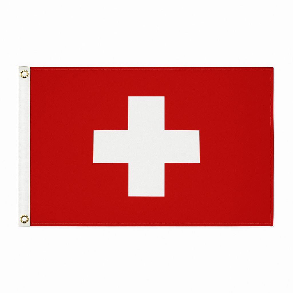 Switzerland novelty flag – national design with brass eyelets, ships from the UK