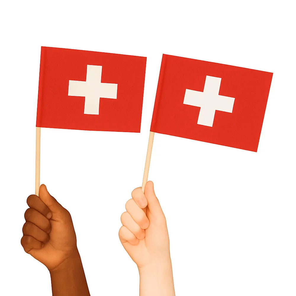 Switzerland Handwaving Flags