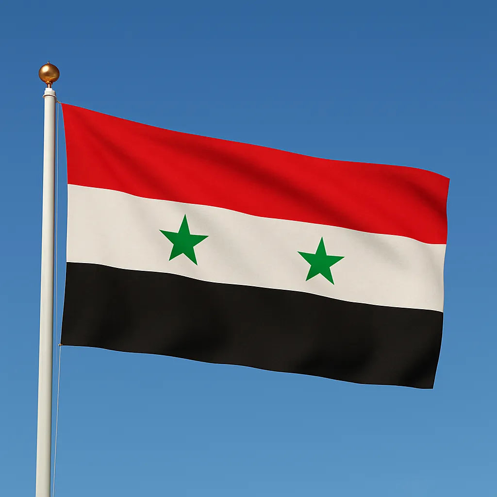 Sewn Syria Flag – premium woven polyester, professional quality for long-term external display.