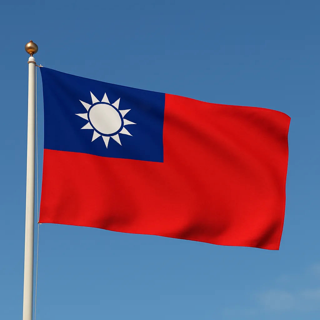Sewn Taiwan Flag – premium woven polyester, professional quality for long-term external display.