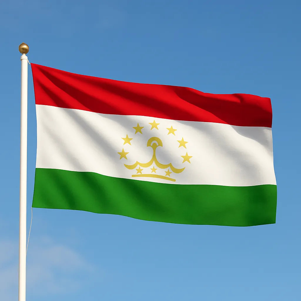 Sewn Tajikistan Flag – premium woven polyester, professional quality for long-term external display.