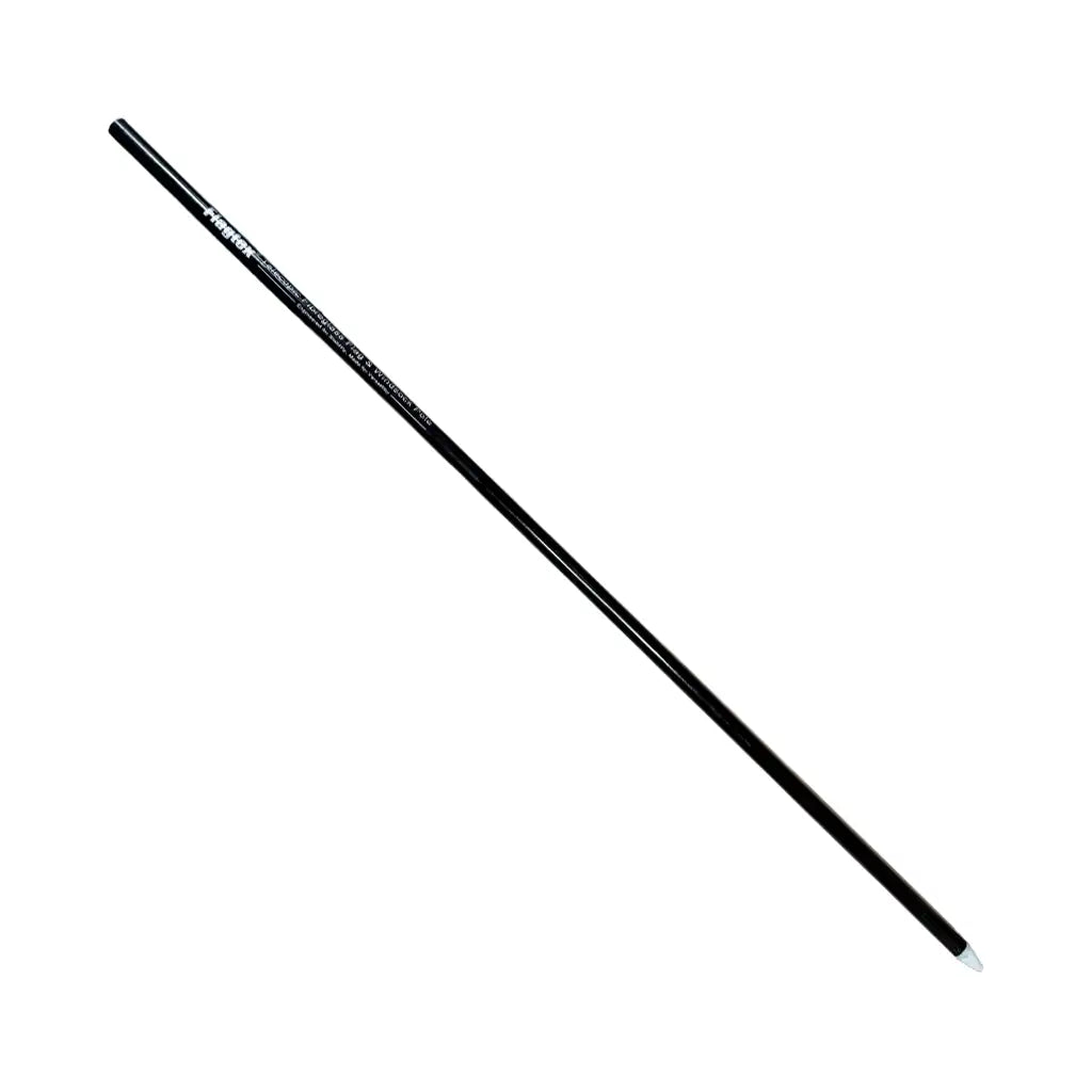 Black Glassfibre flagpole ground spike for telescopic flagpole on a white background