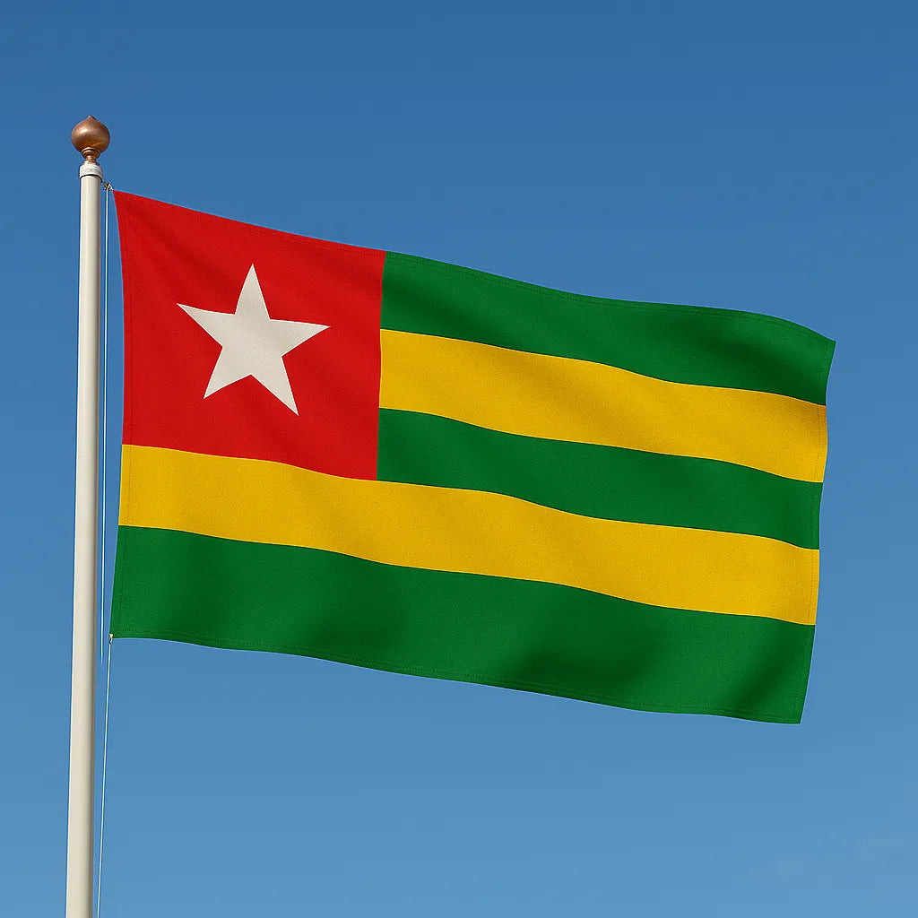 Sewn Togo Flag – premium woven polyester, professional quality for long-term external display.