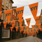 Triangular Custom design Bunting on a highstreet.
