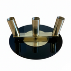 Triple ceremonial flagpole base for three indoor flagpoles in a formal display