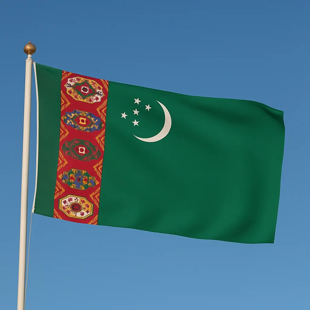 Sewn Turkmenistan Flag – premium woven polyester, professional quality for long-term external display.