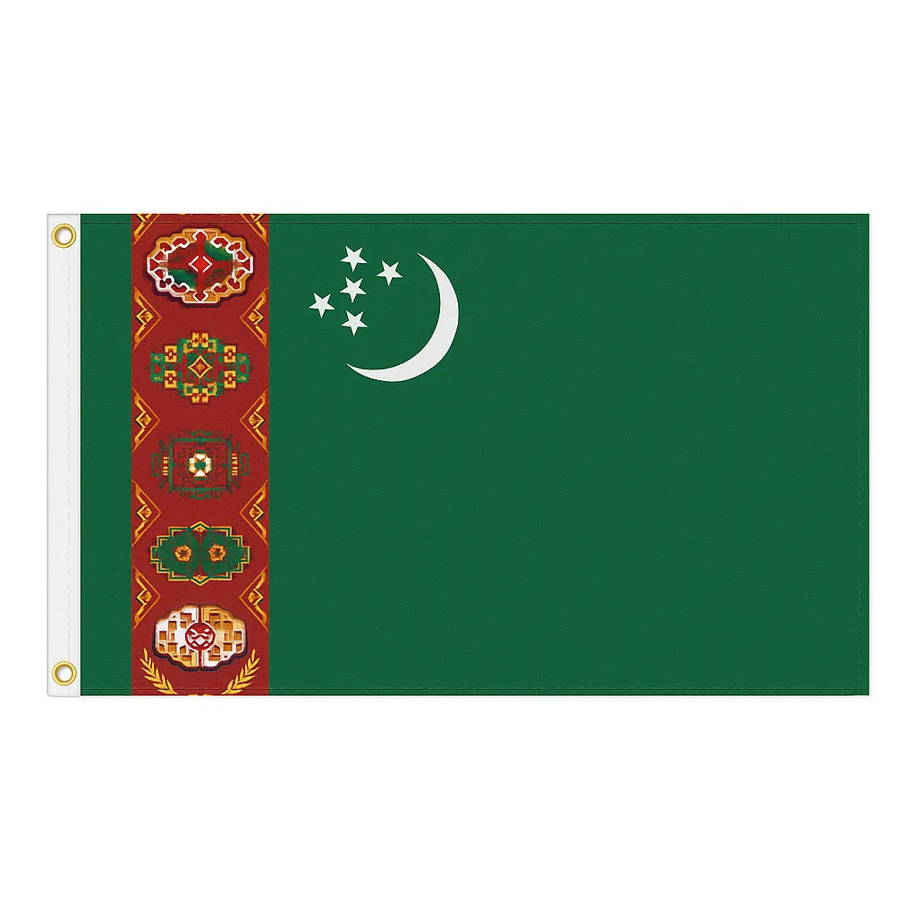 Turkmenistan novelty flag – national design with brass eyelets, ships from the UK