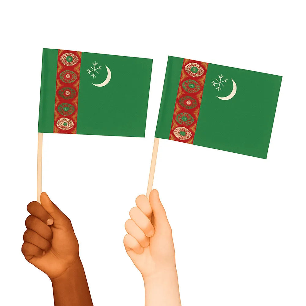 Turkmenistan Handwaving Flags