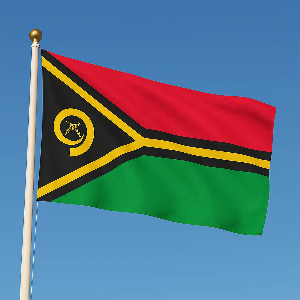 Sewn Vanuatu Flag – premium woven polyester, professional quality for long-term external display.