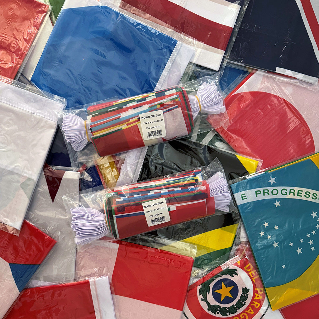 Complete 2026 World Cup Decoration Pack for Pubs, Bars & Venues - 3ft x 2ft Flags & Bunting