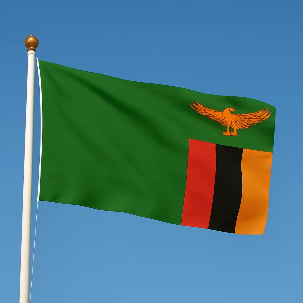 Sewn Zambia Flag – premium woven polyester, professional quality for long-term external display.