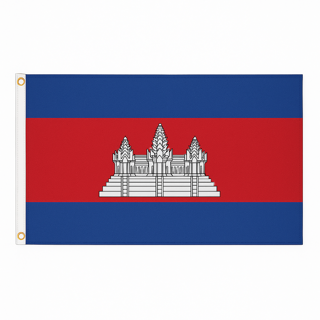 Cambodia novelty flag – national design with brass eyelets, ships from the UK
