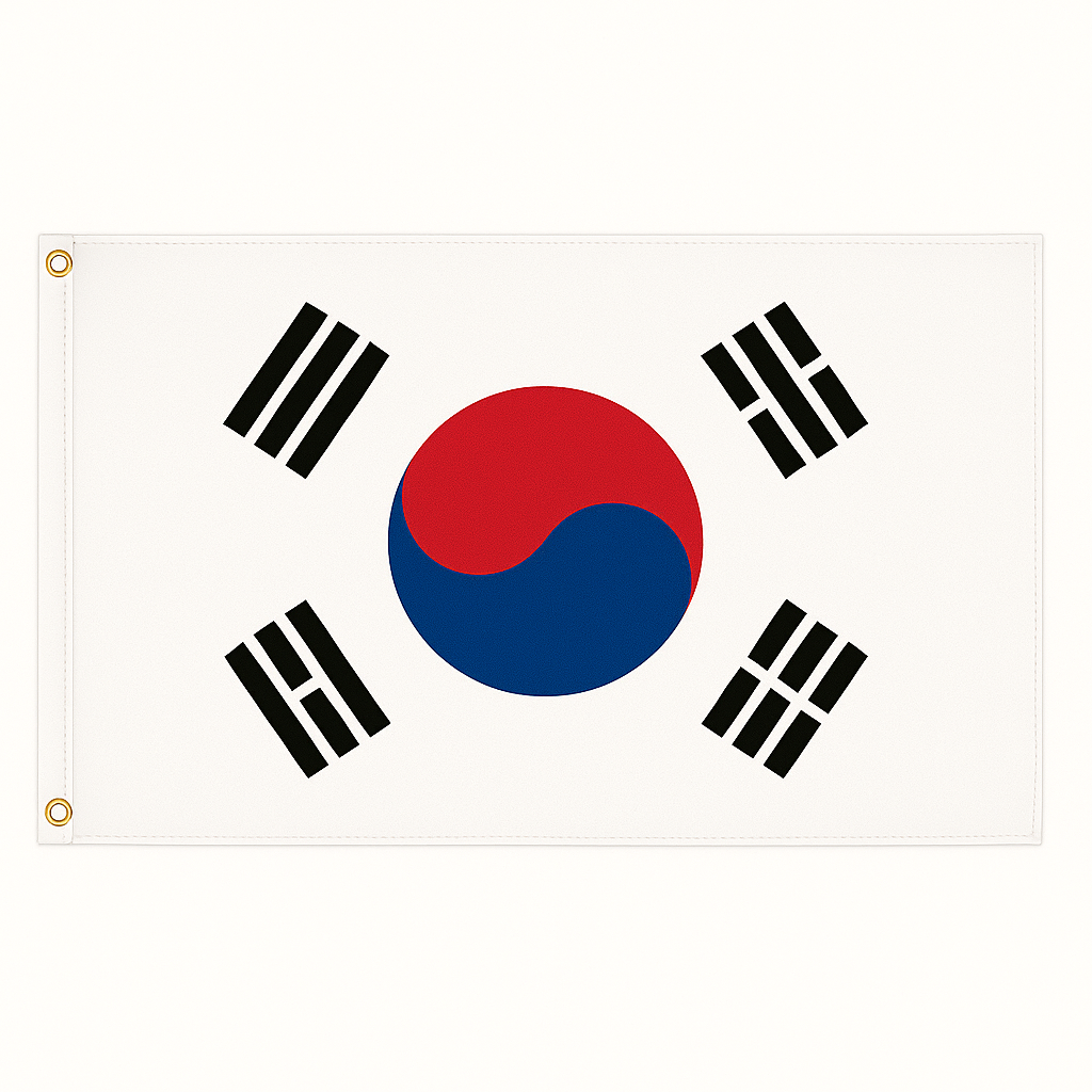 South Korea novelty flag – national design with brass eyelets, ships from the UK