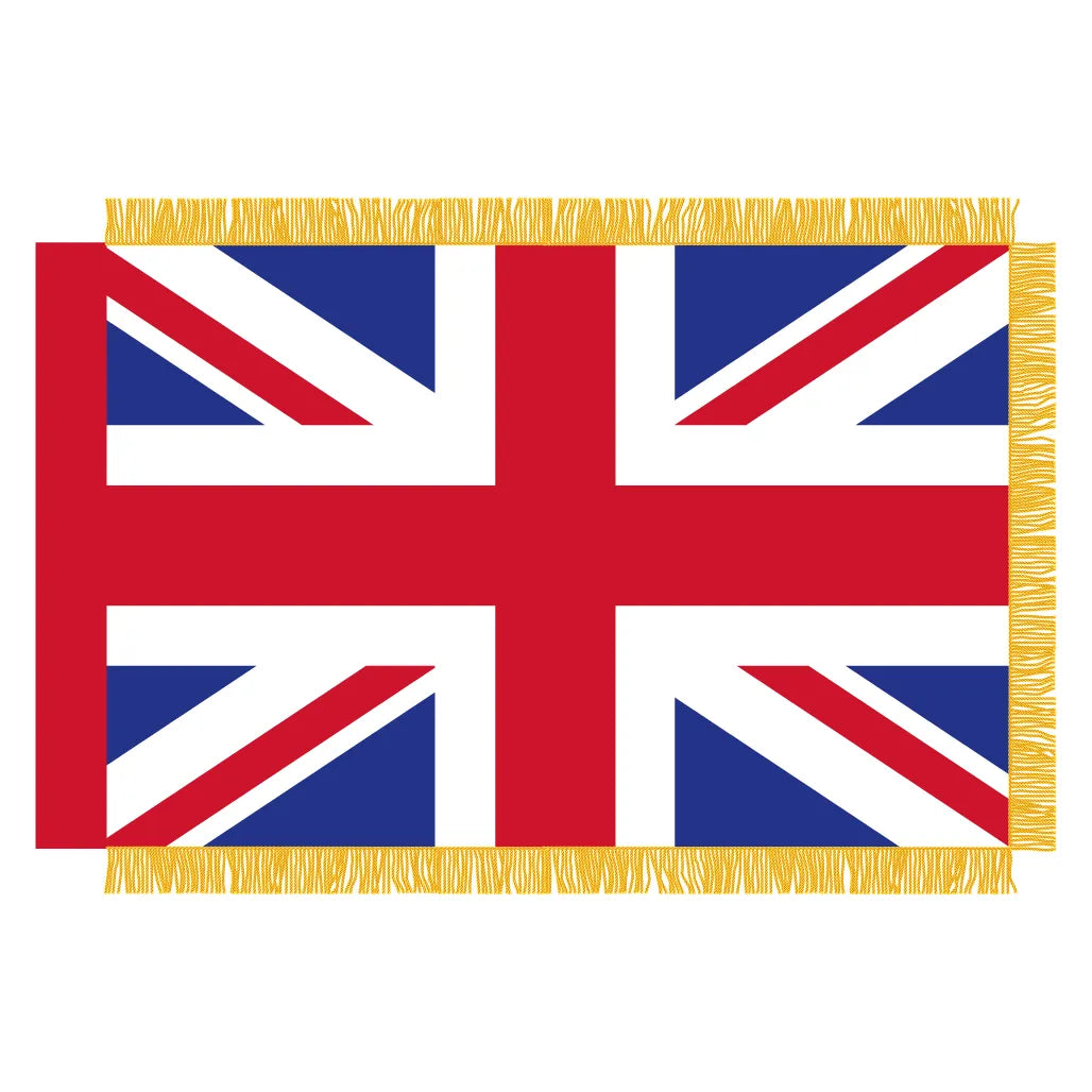 Ceremonial United Kingdom flag 4ft 6in x 3ft with gold fringe for indoor displays and parades